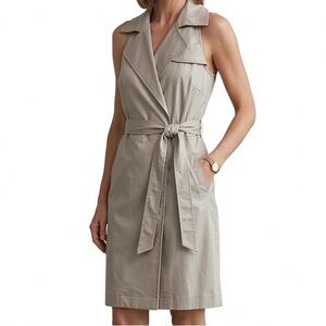Ann Taylor Petite Tan Sleeveless Trench Vest Dress
